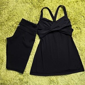 Black Lululemon Athletic Tank Top and Shorts Set